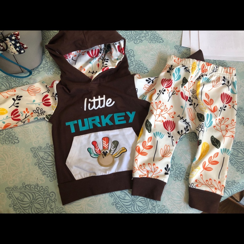 Unisex baby thanksgiving hoodie and pants set 3-6